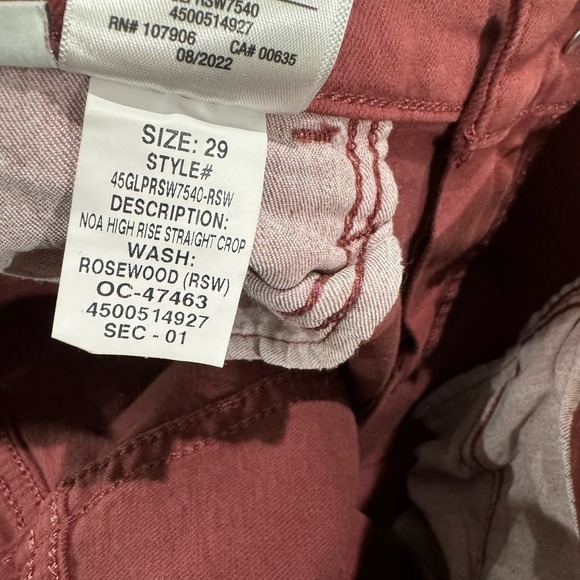 Hudson Noa High Rise Straight Crop Jeans Rosewood Red Wine Size 29 NWT - Picture 7 of 12